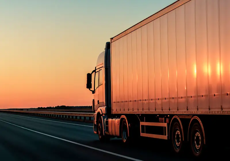 Land freight truck on highway for cross-border freight